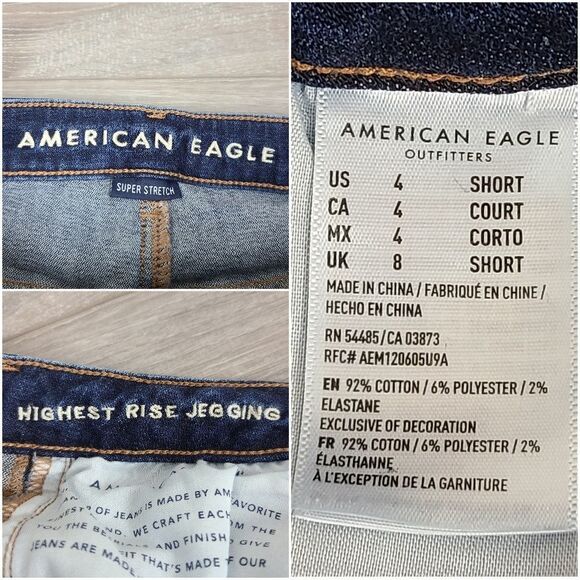 American Eagle Outfitters Blue Highest Rise Skinny Distressed Jegging Size 4 - Picture 13 of 16